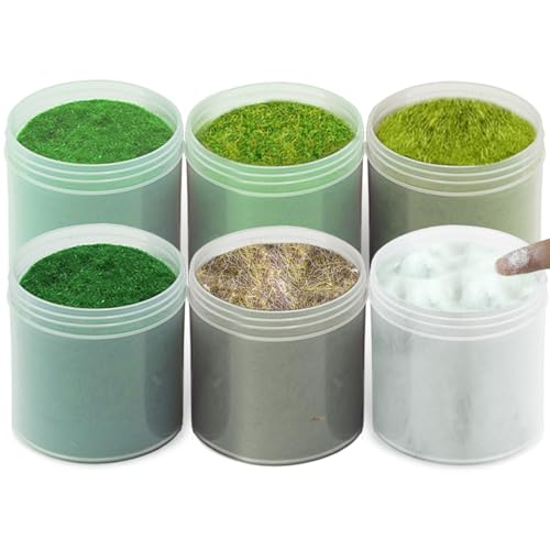 6-Pack Model Grass Cashmere Powder - Mixed Green Flocking Material for Architectural Models, Diorama Landscapes, Sand Table Scenery, and Terrain Construction