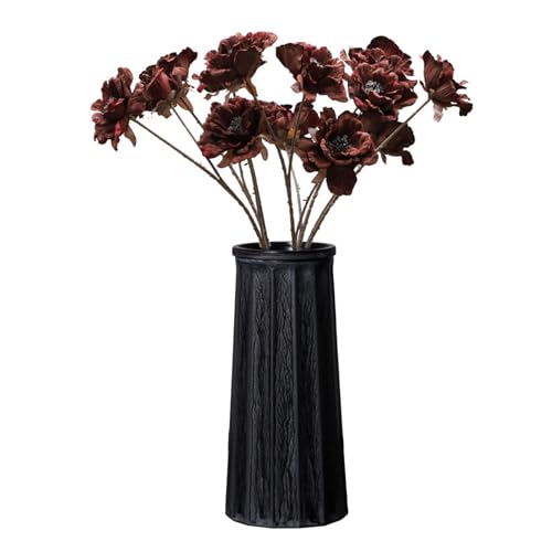 Valemoon Black Vintage Vase, 10 Inches Antique Glass Vase Rustic European Unique Chic Style for Tabletop, Kitchen, Office, Living Room Decoration - color: Black