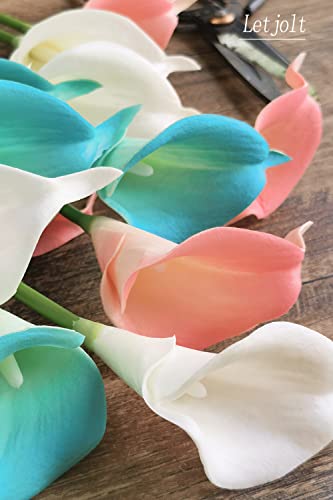Letjolt Artificial Calla Lily Flowers 12Pcs Light Pink Realistic Flower | Fake Flower Bouquet, Home Decoration, Wedding Party Decor - color: Light-pink