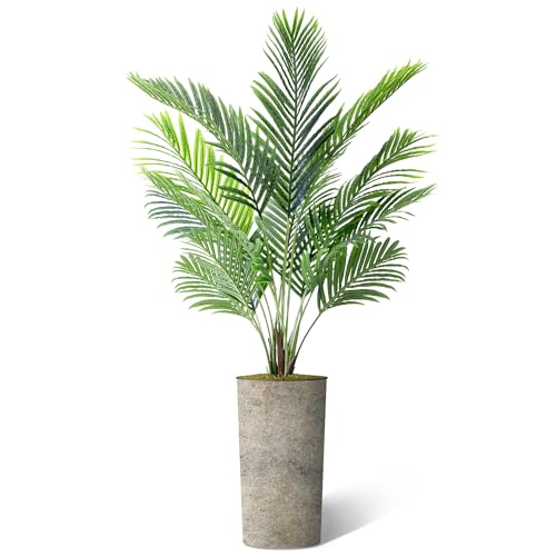 Artificial Tree in Optional Designed Pot, Fake Areca Tropical Palm Silk Tree for Indoor and Outdoor Home Decoration - 66" Overall Tall (Plant Pot Plus Tree) - style: Areca Palm Tree