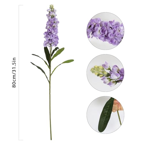 IPOPU Artificial Flowers Snapdragon Silk Flowers, 6PCS Antirrhinum Purple Delphinium Fake Flowers 31.50'' Long Stem Larkspur Faux Flowers for Wedding Table Centerpieces Vase Home Party Decor (Purple) - color: Purple