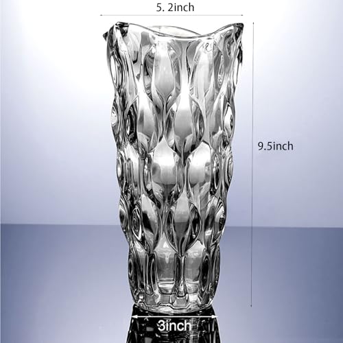 9.5" High Gray Glass Flower Vase for Home Decor, Dining Wedding Table Office Holiday Party Centerpiece Decoration - color: Gray-waterdrop Style