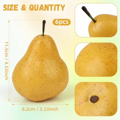 Gresorth 6pcs High Grade Fake Yellow Pear Decoration Artificial Realistic Fruit Simulation for Home Party Holiday Christmas Display - color: E