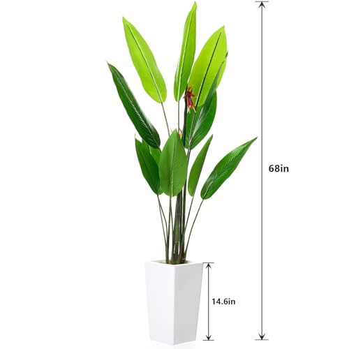 5.64 FT Artificial Paradise Bird Tree in Pot, Decorative Evergreen Faux Bird of Paradise Plant, Fake Tropical Traveler's Palm Tree, Indoor House Plants for Living Room Porch Entryway Office - size: 5ft 8in