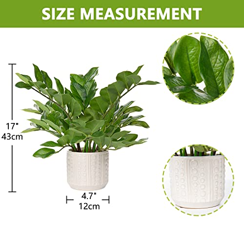 Briful Faux Plants Indoor 17" Artificial ZZ Plants in Ceramic Pot Fake Potted Zamioculcas Silk Plants for Home Table Decor Bedroom Aesthetic (1Pack) - color: Faux Plants With Ceramic Pot