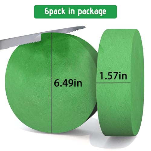 Max Shape 6 Pcs Floral Foam Round Blocks, Large Wet and Dry Green Foam for Artificial and Fresh Flower Arrangement,Flower Foam Blocks for Wedding Party Decorations (6.49 Inch) - size: 6.49 Inch