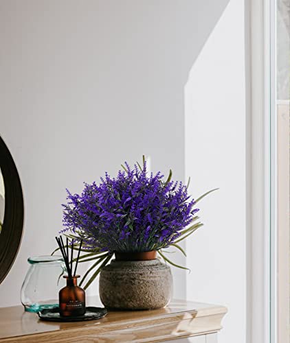 RECUTMS 20 Bundles Outdoor Artificial Flowers UV Resistant Fake Outdoor Plants, Faux Greenery for Indoor Outside Hanging Plants Garden Porch Window Box Home Wedding Farmhouse Décor(Purple) - color: Purple, size: 20 Bundles