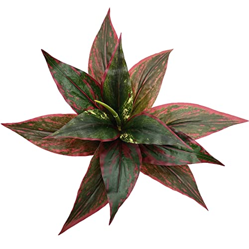 Artificial Agave Fake Plants Red 2 Pack, 10 Inches Faux Shrubs Flowers Grass Plant for Wedding Party Office Indoor Outdoor Home Yard Garden Greenery Leaves Decor UV Resistant Planter Filler Decoration - color: Agave Grass/ Red/ 2 Pcs