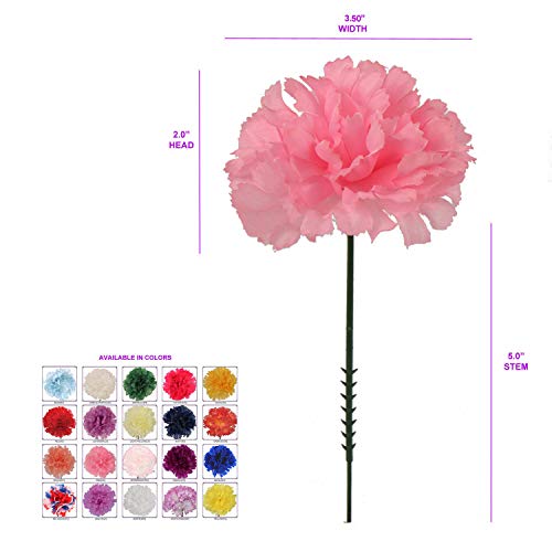 Larksilk 500 Pack Artificial Carnations - Bulk Silk Flowers for Weddings, Mother's Day, Graduations, Easter & Memorial Day - 3.5" Heads, 5" Stems, Real Touch Petals, 18 Colors Available - Pink - color: Pink, size: 500