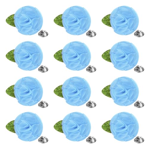 M METERXITY 12-Pack Lapel Pin for Men, Handmade Flower Brooch Button Pins for Men Suits, Formal Boutonnieres - color: Blue