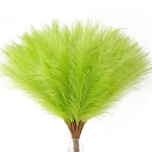 Serwalin 60PCS Pampas Grass Home Decor, 17.7Inch Light Green Faux Pampas Grass Bulk Boho Decor for Vase Filler for Home Wedding Table Centerpiece Christmas Decor - color: M Green