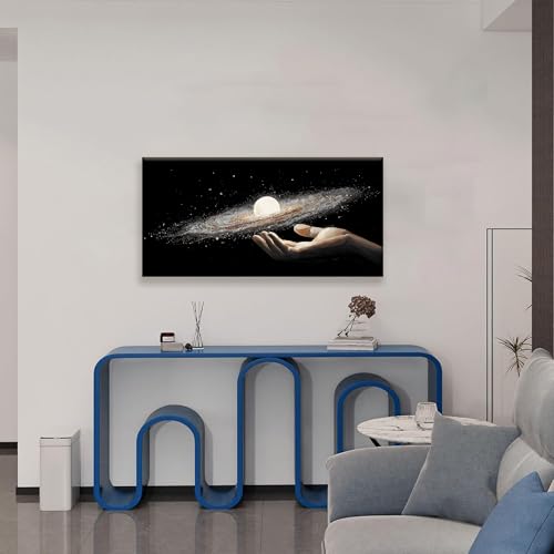 Modern Science Fiction Wall Art The Universe In Hand Abstract Art Wall Decor Canvas Wall Art For Bedroom Living Room Apartment Office Bathroom 20x40 Inch Home Wall Decor - color: White Black, size: 40"L x 20"W