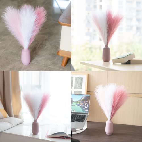 Faux Pampas Grass Decor, 18"/45cm Artificial Pampas Grass Fluffy 6 Stem pompous Grass Flower Arrangement for Boho Home Wedding Decoration (Blush,Cream,Pink) - color: A Blush & Cream & Pink