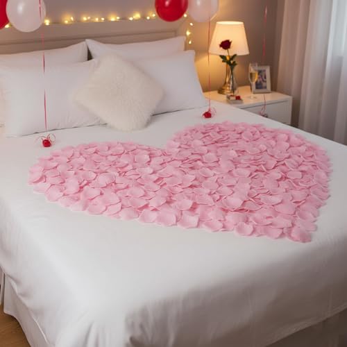 1000 Pcs Rose Petals Artificial Silk Flower Petals Romantic Decorations for Wedding Engagement Birthday Event Anniversary Party Backdrop Supplies Pink - color: Pink