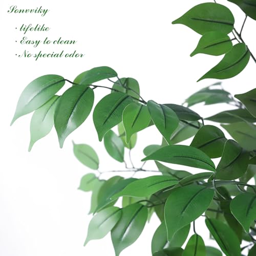 Artificial Ficus Tree 6ft, Fake Trees for Home Office Decor, Artificial Trees with Realistic Silk Leaves & Resin Trunk, Indoor Potted Tall Plants for Living Room, Hotel, Lobby, No Maintenance Needed