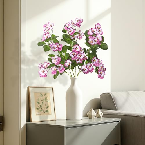 3Pack Artificial Pansy Flowers Silk Flowers Arrangements 35In Artificial Fake Flowers with Long Stems Spring Flower Bouquets for Vase Home Wedding Party Table Centerpiece Decor(Fuchsia) - color: Fuchsia