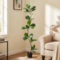 IDEALHOUSE 5ft Lifelike Artificial Fiddle Leaf Fig Tree, Fake Ficus Lyrata Tree with Sturdy Cement Base, Indoor Outdoor Decor for Home Office Living Room, Ideal Housewarming Gift - size: 5ft