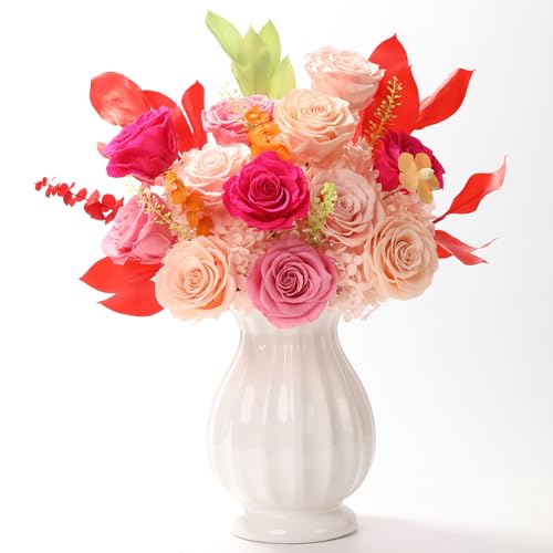 Lovenfold Flowers for Delivery Birthday Flowers Gift for Her,Preserved Flowers Bouquet 12 Roses Mixed Bouquet,Rose Gifts for Women Mom Grandma(Mixed 12 Champagne Roses) - color: Mixed colors 1204