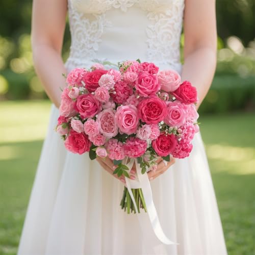 8 Pcs Mixed Artificial Peony Flowers Set-4 Bouquets & 4 Stems, Pink Fake Peony Rose Hydrangea Flowers for Vase Silk Floral Arrangements for Table Centerpiece Wedding Party Bridal Decoration Home Decor - color: Mixed Pink, size: Mixed 8pcs