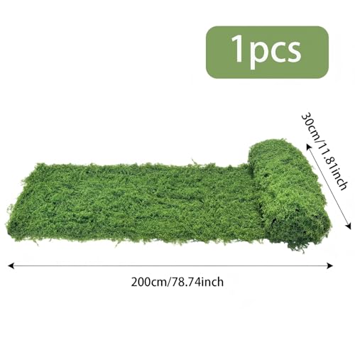 Artificial Green Moss Mat for Decoration Carpet Grass Wall, 11.81×78.74 inch Natural Decorative for Plants Indoor with Base Fabric, Artificial Moss Mat Suitable for DIY 0.3×2m - color: Green- 11.81×78.74 Inches/30 X 200 Cm
