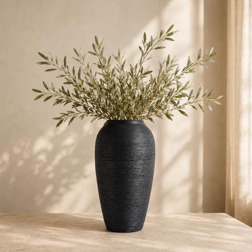 Black Ceramic Vase, 13.8" Tall Matte Vase for Modern Home Decor - color: Matte Black, size: 13.8in