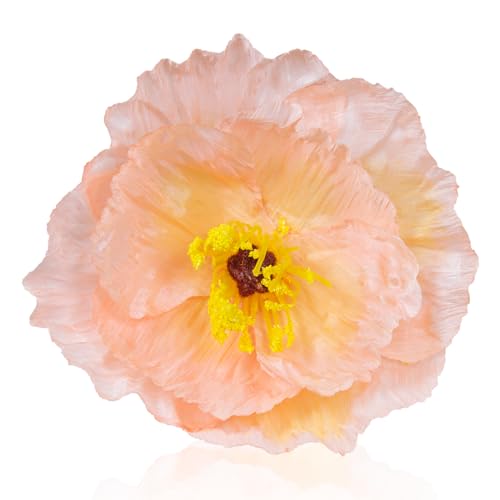10 Pcs Remembrance Coral Poppy Artificial Flower Heads 6.7" Large Silk Poppy Heads Fake Flowers for Memorial Day Veterans Day Wedding Home Decoration Bouquet Corsages Party Centerpiece - color: Coral