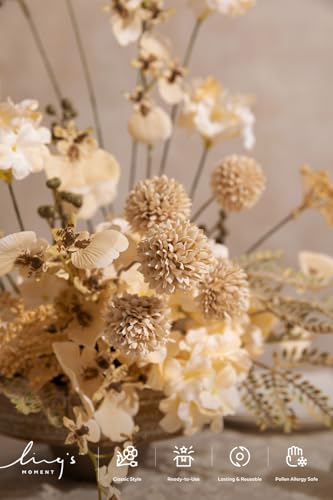 Ling's moment Artificial Greenery Stems Box Set, Faux Greenery Picks for DIY Bridal Bouquets Wedding Floral Arrangement Table Centerpieces, Creamy Yellow & Tawny Beige & Sage - color: Filler Flower Combo- Creamy Yellow & Tawny Beige & Sage