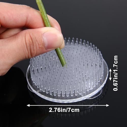 Set of 4 Flower Frog Clear Plastic Pin Frog, Kenzan Floral Frogs Tool, Ikebana Flower Frogs Pin for Vase, Japanese Floral Arrangement for Plant Decoration, Summer Activity (Clear)