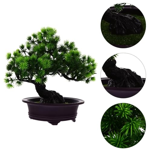 ABOOFAN Artificial Bonsai Welcoming Pine Tree Simulation Welcome Pine Chinese Fake Bonsai Tree Simulation Potted Plant DIY Decorative Bonsai for Home, Office, Shop