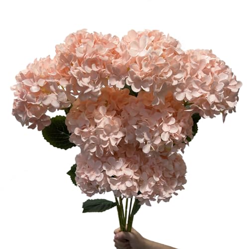8pcs Pink Hydrangea Artificial Flowers 27.59" Large Realistic Single Long Stem Faux Silk Hydrangea Bouquets Flowers Arrangements Home Office Decor Wedding Centerpieces DIY - color: Pink