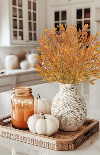 5 Stems Artificial Fall Greenery – 14.6" Olive Leaf Stems for Autumn Floral Arrangements, Thanksgiving Centerpieces, Fall Decor Bouquets, Rustic Orange - color: Olive - Rustic Orange