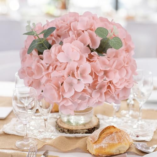 AVIVIHO 65pcs Fake Flowers Blush Hydrangea Artificial Flowers Bulk (Not Squished, No Steaming Need) Silk Flowers with Stems for Wedding Decor,Home,Baby Shower,Table Centerpieces Decoration - color: Blush, size: Medium
