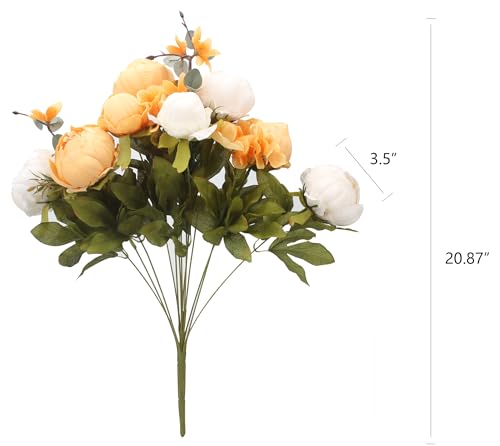Duovlo Artificial Peony Silk Flowers Fake Flowers Vintage Wedding Home Decoration,Pack of 1 (New Orange) - color: New Orange