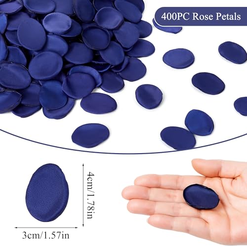 SITUMEIZI 400PCS Artificial Rose Petals Navy Blue Fake Silk Flower Petals for Romantic Night for Her Set Valentine's Day, Wedding, Proposal Anniversary Decorations - color: Blue