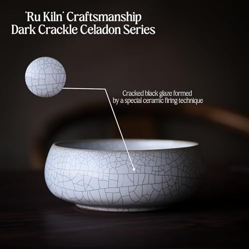 2 Pack Lotus Bowl Planter, Large 7.5'' & Small 6'' Shallow Lotus Pots for Water Planting, Drainage-Free Ceramic Hydroponic Bowl for Lotus Seeds, Ikebana, Succulents & Water Lilies (Kiln Split) - color: Kiln Split