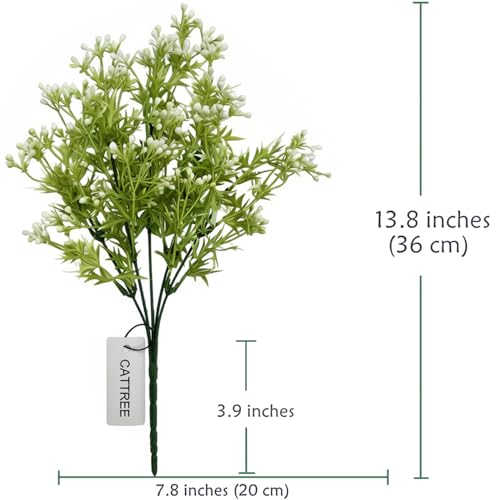 CATTREE Artificial Plants, Faux Plastic Pearl Flowers Gypsophila Shrubs Fake Grass Simulation Greenery Bushes Indoor Outdoor Home Decor Garden Yard Verandah Wedding Bridal Bouquet Decoration 4 Bundles - color: Gypsophila Plants - 4 Pcs
