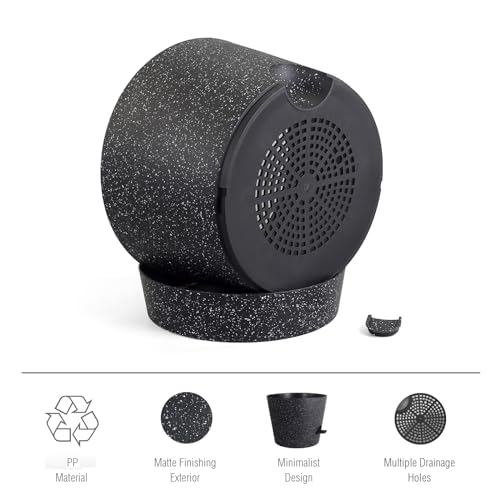 Meowell 12 inch Large Self Watering Pots, Plant Pots with Mesh Drainage Holes for Indoor Outdoor Plants, Plastic Planters with Deep Reservoir for Garden House Flower Plants, Speckled Black - color: Speckled Black, size: 12inch A