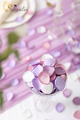 Serwalin 300Pcs Silk Rose Petals Artificial Flower for Weddings Proposal - Purple Pink for Romantic Night, Flower Girl, Bridal Shower Table Decor (4 Color Mixes) - color: Lilac Pink, size: 300pcs
