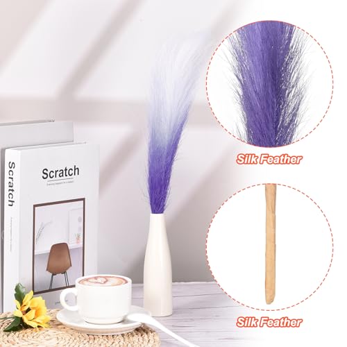 PATIKIL 17 Inch Faux Pampas Grass, 6 Pcs Boho Decor for Home Decoration Artificial Tall Fluffy Stems for Wedding Flower Party Vase Arrangement Centerpieces, Gradient Purple - color: Purple
