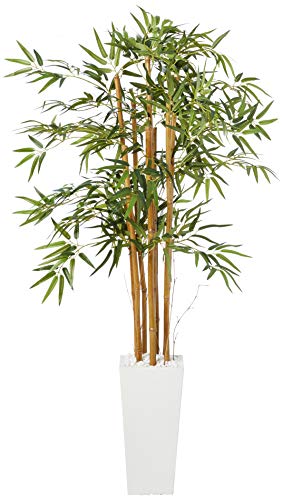 Nearly Natural 5812 5’ Bamboo Artificial Tree in White Tower Planter, Green