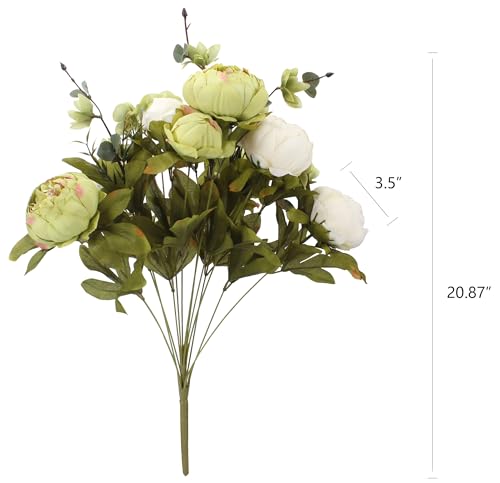 Duovlo Fake Flowers Vintage Artificial Peony Silk Flowers Wedding Home Decoration,Pack of 1 (New Green) - color: New Green