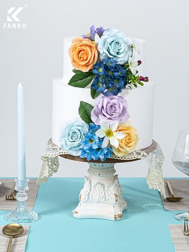 FANKO Artificial Flowers for DIY, Pastel Multicolor Faux Flowers Bouquet, Fake Rose Daisy Lily Hydrangea Silk Flowers for Vase, Home Decor, Garland, Wedding, Birthday, Party, Romantic Celebration - color: Multicolor-2