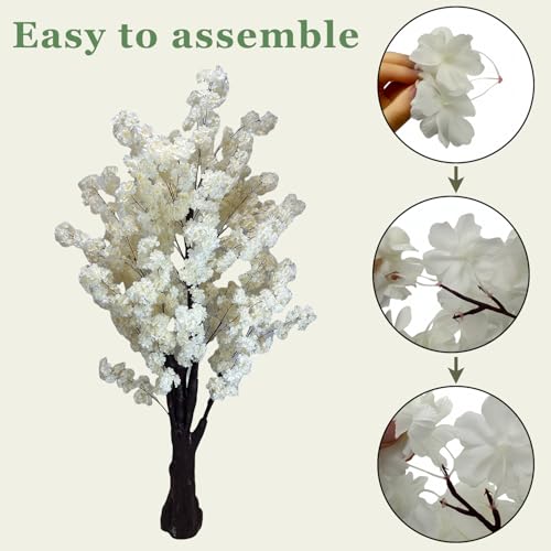 Artificial Cherry Blossom Trees Faux Cherry Blossom Tree White Tree for Office Home Wedding Office Living Room House Indoor Outdoor Decor（6.5ft/2m, Champagne） - color: Champagne
