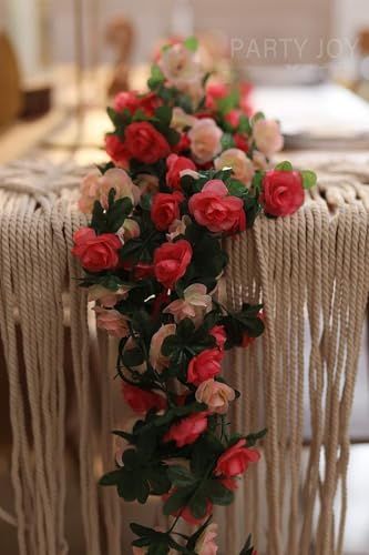 8pcs 65.6Ft Flower Garland,PARTY JOY Fake Rose Vine Artificial Flowers Hanging Rose Ivy Garland for Room Wall Decor Hanging Baskets Wedding Arch Garden Background Decor (Pink-8PCS) - color: 8pc-pink, size: 8PC