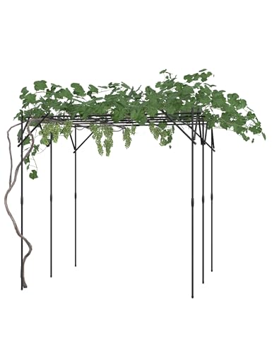 79.53" Metal Garden Arch Trellis, Dome/Flat Top Climbing Plant Support Arbor, Heavy Duty 20mm Steel Grape Trellis for Vine, Flower, Wedding Ceremony & Outdoor Garden Decor