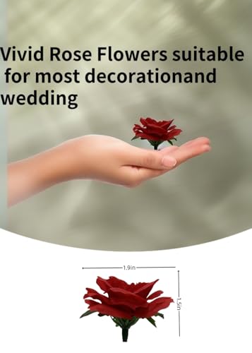 100 Pcs Mini Red Roses Artificial Flowers Bulk, 1.9" Small Silk Fake Roses Flower Heads for Decoration, Wedding Centerpieces Bridal Shower Party Home Decor,DIY Crafts (red) - color: Red