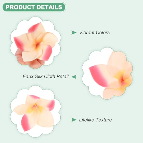 M METERXITY 10-Pack Artificial Plumeria Flowers, Fake Silk Heads Flower Hawaiian Plumeria Petal for DIY Crafts/Dress/Wedding/Party Decoration [Champagne+Red, 3.9"/ 10cm] - color: Champagne,red