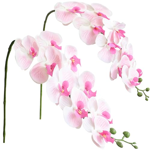 Floroom 2pcs Faux Phalaenopsis Orchid Fake Artificial Flower with Stems, Real Touch Large Blooms 40 Inch for DIY Bouquets, Wedding Centerpieces & Home Decor, Pale Pink - color: Pale Pink