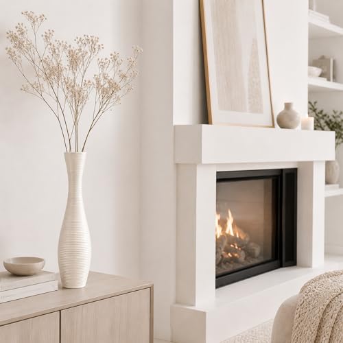 Leewadee Decorative Tall Floor Vase for Living Room Decor, 20″, White, Resin - color: White, size: 20 inches