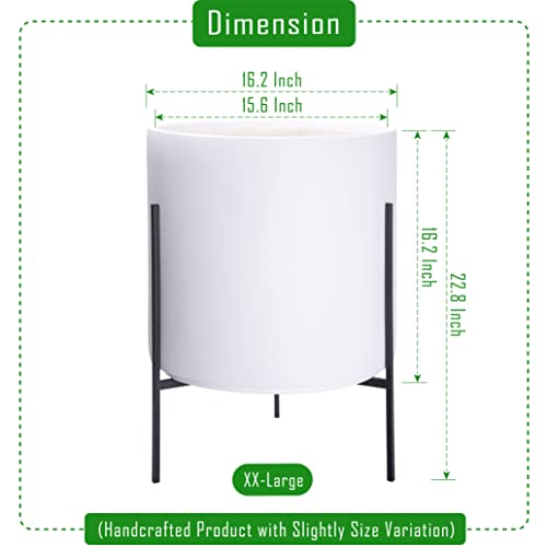 D'vine Dev Modern White Plants Pot Cylinder Planter with Heavy Duty Stand, XX-Large 16 Inch Pot, 22.8 Inch with Stand Height, 96-T-A-5 - color: White, size: XX-Large 16 Inch